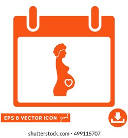 Pregnant Woman Calendar Day icon. Vector EPS illustration style is flat iconic symbol, orange color.