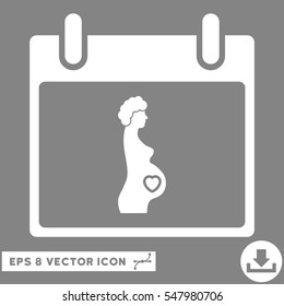 Pregnant Woman Calendar Day icon. Vector EPS illustration style is flat iconic symbol, white color.
