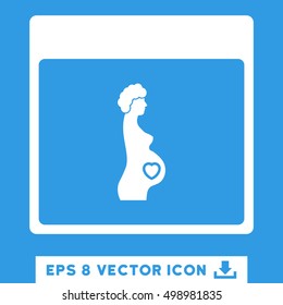 Pregnant Woman Calendar Page icon. Vector EPS illustration style is flat iconic symbol, white color.