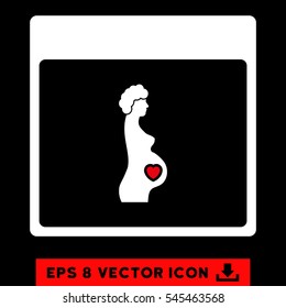 Pregnant Woman Calendar Page icon. Vector EPS illustration style is flat iconic bicolor symbol, red and white colors.