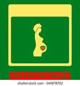 Pregnant Woman Calendar Page icon. Vector EPS illustration style is flat iconic bicolor symbol, orange and yellow colors.