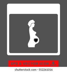 Pregnant Woman Calendar Page icon. Vector EPS illustration style is flat iconic bicolor symbol, black and white colors.