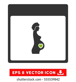 Pregnant Woman Calendar Page icon. Vector EPS illustration style is flat iconic bicolor symbol, eco green and gray colors.