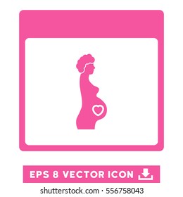 Pregnant Woman Calendar Page icon. Vector EPS illustration style is flat iconic symbol, pink color.