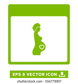 Pregnant Woman Calendar Page icon. Vector EPS illustration style is flat iconic symbol, eco green color.