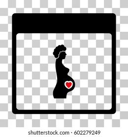 Pregnant Woman Calendar Page icon. Vector illustration style is flat iconic bicolor symbol, intensive red and black colors, transparent background. Designed for web and software interfaces.