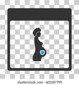Pregnant Woman Calendar Page icon. Vector illustration style is flat iconic bicolor symbol, blue and gray colors, transparent background. Designed for web and software interfaces.