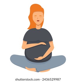 Pregnant woman care icon cartoon vector. Gym yoga class. Meditation relax process