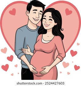 Pregnant woman cartoon illustration vector