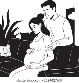 Pregnant woman cartoon illustration vector