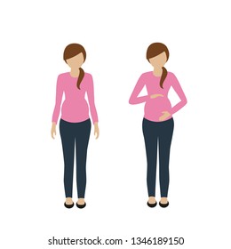 pregnant woman character in casual look isolated on white background vector illustration EPS10