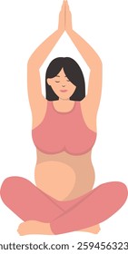 Pregnant Woman Character Yoga Pose. Healthy and Relaxing Sport. Vector Illustration