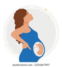 A pregnant woman with a child in her womb. vector illustration