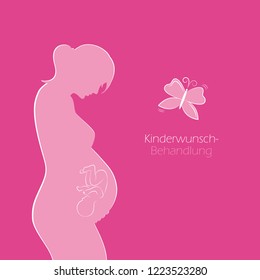 Pregnant woman child wish treatment butterfly vector illustration