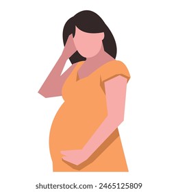 pregnant woman, concept, beautiful woman, strong mother, family, vector flat illustration.