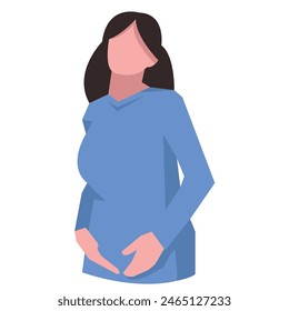 pregnant woman, concept, beautiful woman, strong mother, family, vector flat illustration.