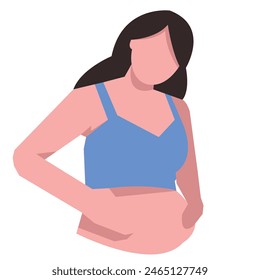 pregnant woman, concept, beautiful woman, strong mother, family, vector flat illustration.