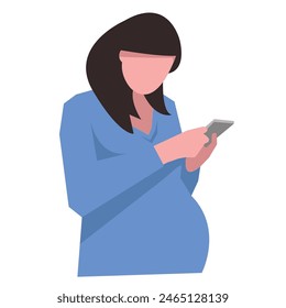 pregnant woman, concept, beautiful woman, strong mother, family, vector flat illustration.