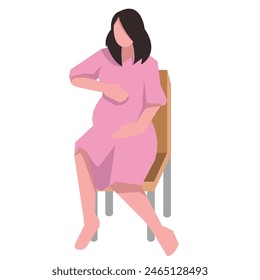 pregnant woman, concept, beautiful woman, strong mother, family, vector flat illustration.