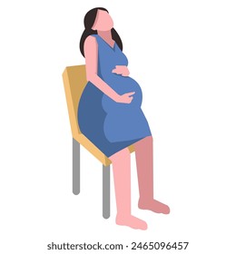 pregnant woman, concept, family, vector flat illustration.