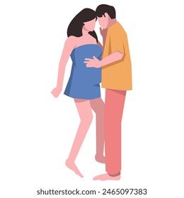 pregnant woman, concept, family, vector flat illustration.