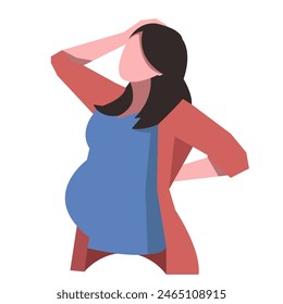 pregnant woman, concept, family, vector flat illustration.