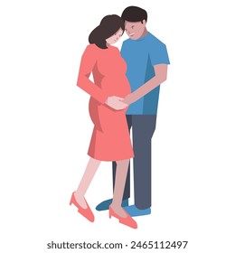 pregnant woman, concept, family, vector flat illustration.