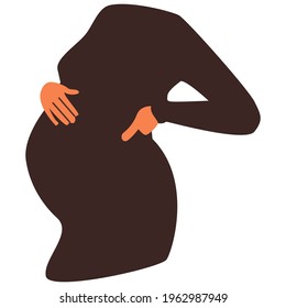 Pregnant woman. Concept vector illustration in minimal style. Abstract female portrait. Boho clipart. Stock vector illustration, EPS 10.