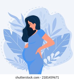 Pregnant woman concept vector illustration in cute cartoon style, healthcare, pregnancy