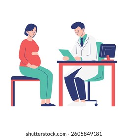 Pregnant Woman Consulting Doctor in Medical Office for Prenatal Checkup
