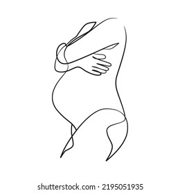 Pregnant woman continuous line art, Pregnant minimalism one line art design