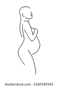 Pregnant Woman Continuous Line Art Drawing. Pregnancy Concept One Line Drawing Minimalist Illustration for Modern Graphic Design.