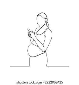 Pregnant Woman Continuous Line Drawing