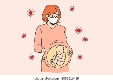 Pregnant woman and coronavirus infection concept