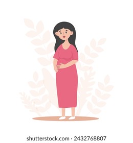 Pregnant woman. Cute vector illustration in flat style.