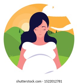 Pregnant woman design, Mother family love pregnancy maternity expecting and motherhood theme Vector illustration