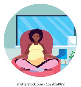 Pregnant woman design, Mother family love pregnancy maternity expecting and motherhood theme Vector illustration