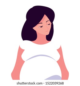 Pregnant woman design, Mother family love pregnancy maternity expecting and motherhood theme Vector illustration