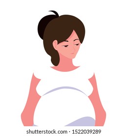 Pregnant woman design, Mother family love pregnancy maternity expecting and motherhood theme Vector illustration