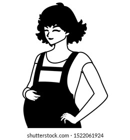 Pregnant woman design, Mother family love pregnancy maternity expecting and motherhood theme Vector illustration