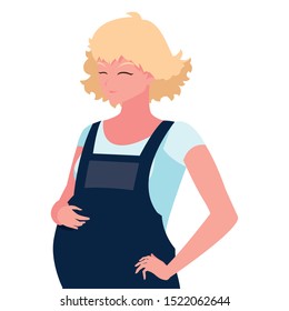 Pregnant woman design, Mother family love pregnancy maternity expecting and motherhood theme Vector illustration