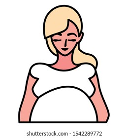 Pregnant woman design, Mother family love pregnancy maternity expecting and motherhood theme Vector illustration