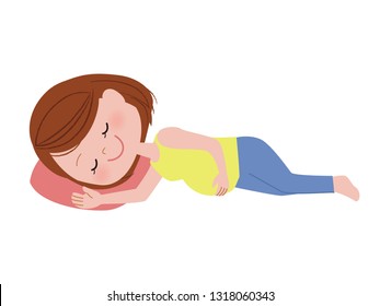 Pregnant Woman Do Exercises To Help Turn The Baby. Lie Down.