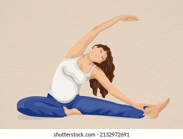 A pregnant woman does yoga poster. Pregnant yogi girl.