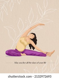 A pregnant woman does yoga poster. Pregnant yogi girl.