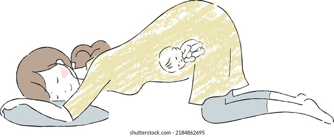 Pregnant woman doing breech gymnastics