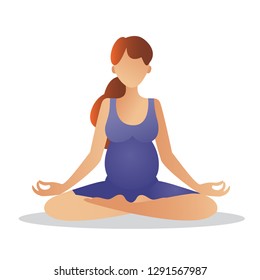 Pregnant woman doing some yoga. vector based illustration