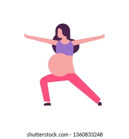 pregnant woman doing yoga exercises girl working out fitness pregnancy healthy lifestyle concept female cartoon character full length white background