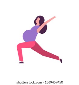 pregnant woman doing yoga exercises girl working out fitness pregnancy healthy lifestyle concept female cartoon character full length white background