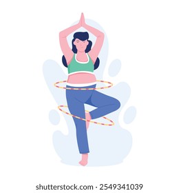 A pregnant woman doing yoga, flat style illustration 